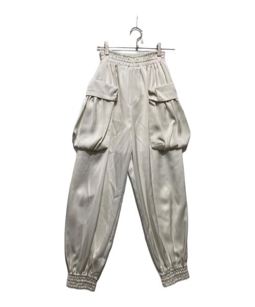 OMMO（オーエムエムオー）OMMO (オーエムエムオー) GATHER POCKET SATIN PT ギャザーポケットサテンパンツ ホワイト サイズ:36の古着・服飾アイテム