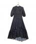 HER LIP TO（ハーリップトゥ）の古着「Autumn Floral Tiered Long Dress オータムフローラルティアードドレス 半袖ワンピース」｜ブラック