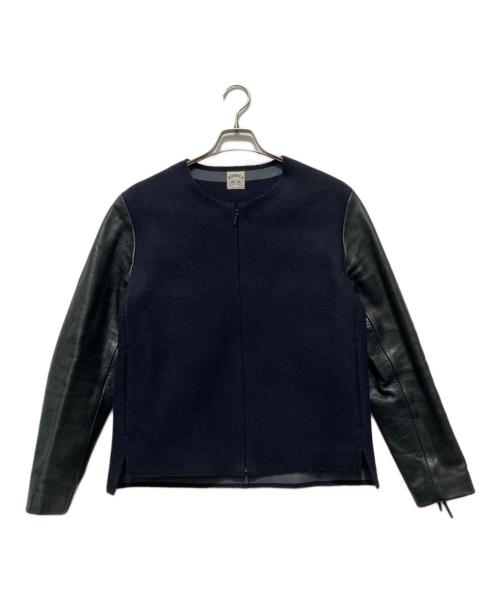 SUNSEA（サンシー）SUNSEA (サンシー) MELTON LEATHER LONG TEE / メルトン レザー ロング ネイビー サイズ:Lの古着・服飾アイテム