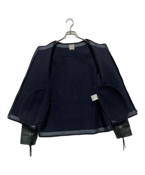 SUNSEA（サンシー）SUNSEA (サンシー) MELTON LEATHER LONG TEE / メルトン レザー ロング ネイビー サイズ:Lの古着・服飾アイテム