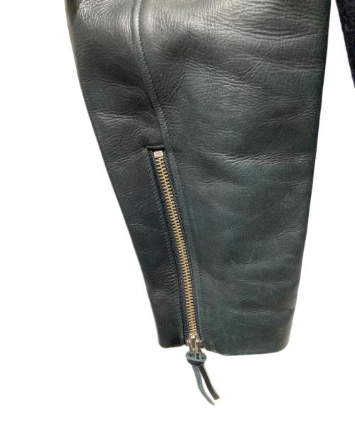 SUNSEA（サンシー）SUNSEA (サンシー) MELTON LEATHER LONG TEE / メルトン レザー ロング ネイビー サイズ:Lの古着・服飾アイテム