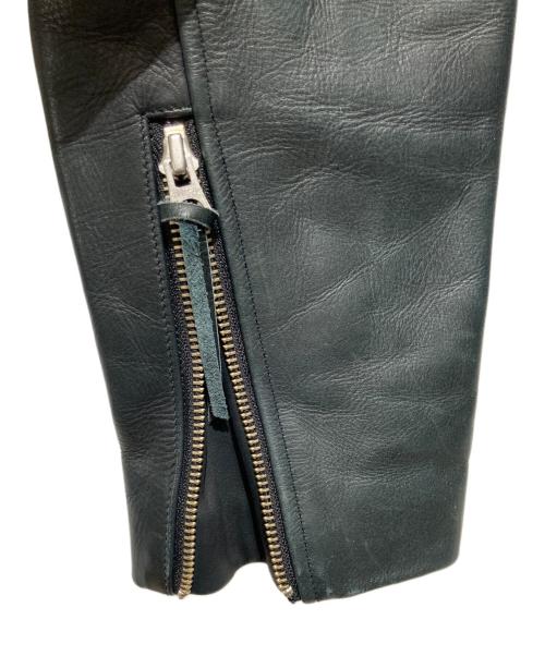 SUNSEA（サンシー）SUNSEA (サンシー) MELTON LEATHER LONG TEE / メルトン レザー ロング ネイビー サイズ:Lの古着・服飾アイテム