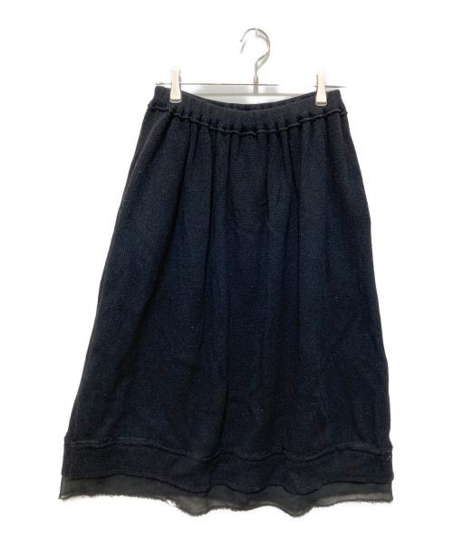 ROBE DE CHAMBRE COMME DES GARCONS（ローブドシャンブル コムデギャルソン）ROBE DE CHAMBRE COMME DES GARCONS (ローブドシャンブル コムデギャルソン) ナイロン切替ウールスカート ブラック サイズ:表記無しの古着・服飾アイテム
