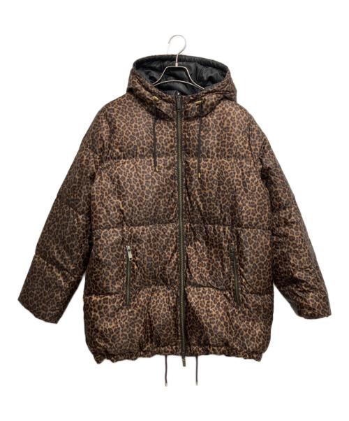 MICHAEL KORS（マイケル・コース）MICHAEL KORS (マイケル・コース) リバーシブルダウンジャケット ブラック×レオパード サイズ:Mの古着・服飾アイテム