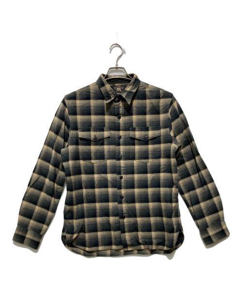 RRL（ダブルアールエル）RRL (ダブルアールエル) オンブレチェックネルシャツ ベージュ×ブラック サイズ:Mの古着・服飾アイテム