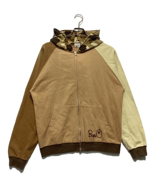 A BATHING APE（ア ベイシング エイプ）A BATHING APE (ア ベイシング エイプ) フルジップアップパーカー ベージュ×ブラウン サイズ:Ｍの古着・服飾アイテム