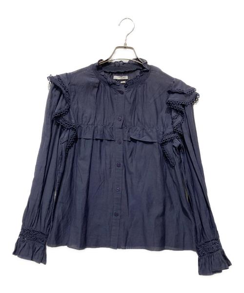 ISABEL MARANT ETOILE（イザベルマランエトワール）ISABEL MARANT ETOILE (イザベルマランエトワール) フリルL/Sブラウス ネイビー サイズ:Ｓの古着・服飾アイテム