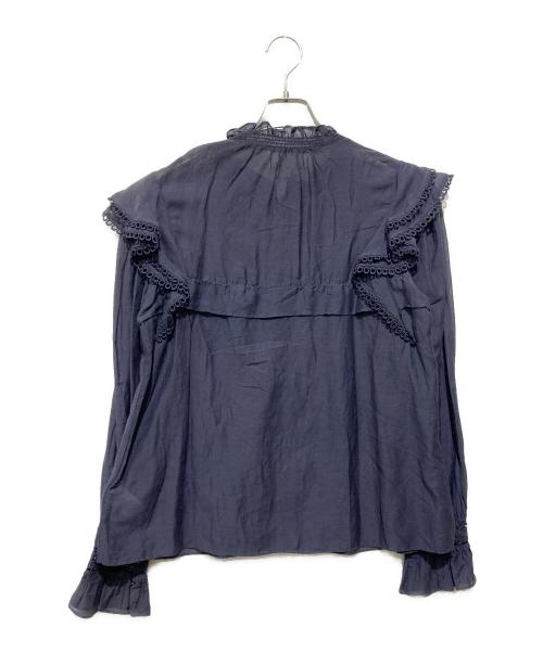 ISABEL MARANT ETOILE（イザベルマランエトワール）ISABEL MARANT ETOILE (イザベルマランエトワール) フリルL/Sブラウス ネイビー サイズ:Ｓの古着・服飾アイテム
