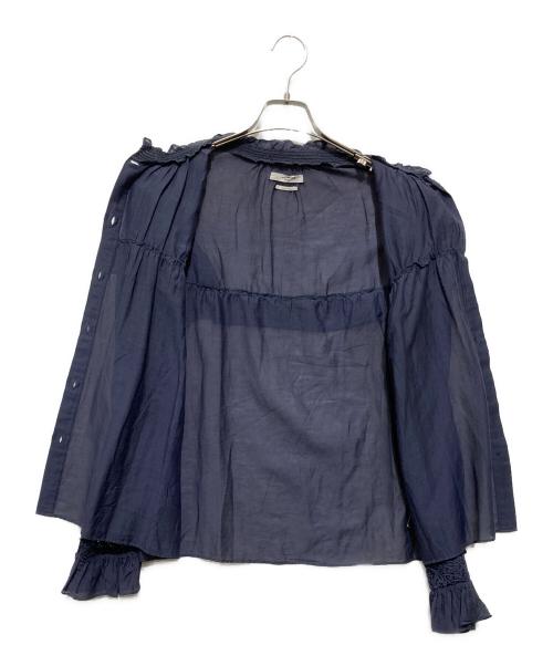 ISABEL MARANT ETOILE（イザベルマランエトワール）ISABEL MARANT ETOILE (イザベルマランエトワール) フリルL/Sブラウス ネイビー サイズ:Ｓの古着・服飾アイテム