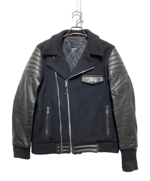 NEIGHBORHOOD（ネイバーフッド）NEIGHBORHOOD (ネイバーフッド) レザースリーブライダースジャケット ブラック サイズ:Mの古着・服飾アイテム