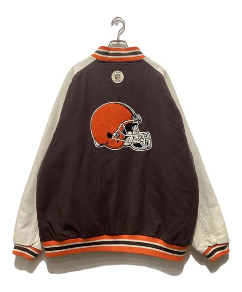 NFL（エヌエフエル）NFL (エヌエフエル) スタジャン ホワイト×ブラウン サイズ:2XLの古着・服飾アイテム