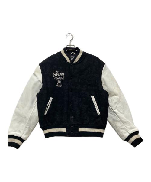 stussy（ステューシー）stussy (ステューシー) 25th Anniversary Varsity Jacket スタジャン ブラック×ホワイト サイズ:Lの古着・服飾アイテム