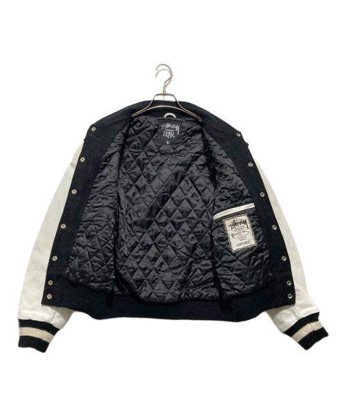stussy（ステューシー）stussy (ステューシー) 25th Anniversary Varsity Jacket スタジャン ブラック×ホワイト サイズ:Lの古着・服飾アイテム