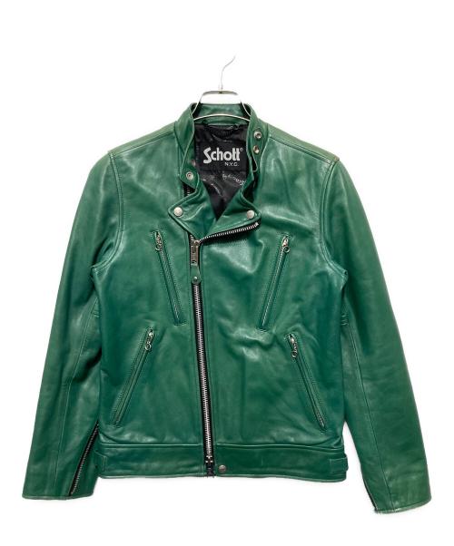 Schott（ショット）Schott (ショット) レザーライダースジャケット グリーン サイズ:Sの古着・服飾アイテム