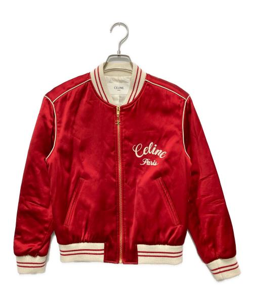 CELINE（セリーヌ）CELINE (セリーヌ) SATIN VERSITY TEDDY JACKET/ サテンバ―シティテディジャケット レッド サイズ:36の古着・服飾アイテム