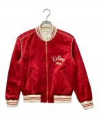 CELINEセリーヌ）の古着「SATIN VERSITY TEDDY JACKET/ サテンバ―シティテディジャケット」｜レッド