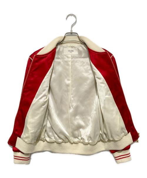 CELINE（セリーヌ）CELINE (セリーヌ) SATIN VERSITY TEDDY JACKET/ サテンバ―シティテディジャケット レッド サイズ:36の古着・服飾アイテム