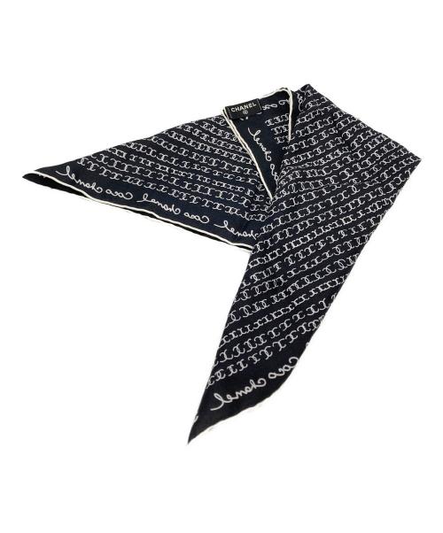 CHANEL（シャネル）CHANEL (シャネル) ココマークロゴシルクスカーフ ブラック サイズ:実寸サイズをご参照ください。の古着・服飾アイテム
