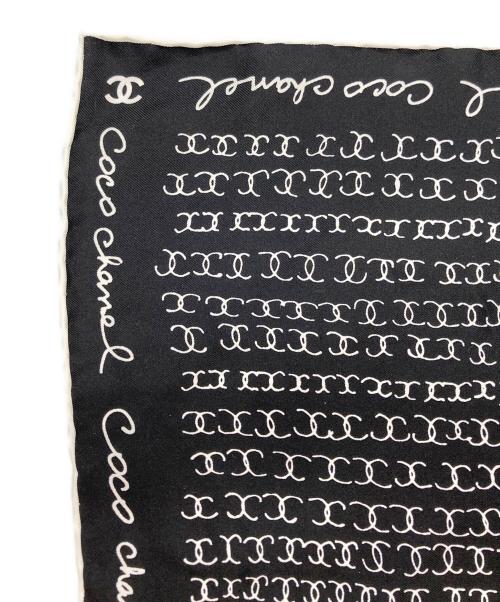 CHANEL（シャネル）CHANEL (シャネル) ココマークロゴシルクスカーフ ブラック サイズ:実寸サイズをご参照ください。の古着・服飾アイテム