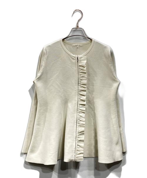 CADUNE（カデュネ）CADUNE (カデュネ) ペプラムニットジャケット ホワイト サイズ:36の古着・服飾アイテム