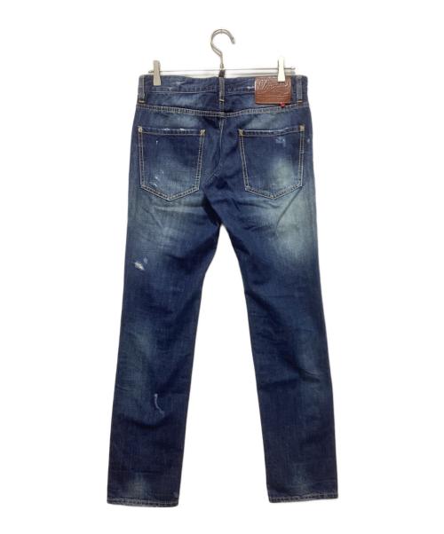 DSQUARED2（ディースクエアード）DSQUARED2 (ディースクエアード) ダメージ加工スキニーデニムパンツ インディゴ サイズ:Sの古着・服飾アイテム