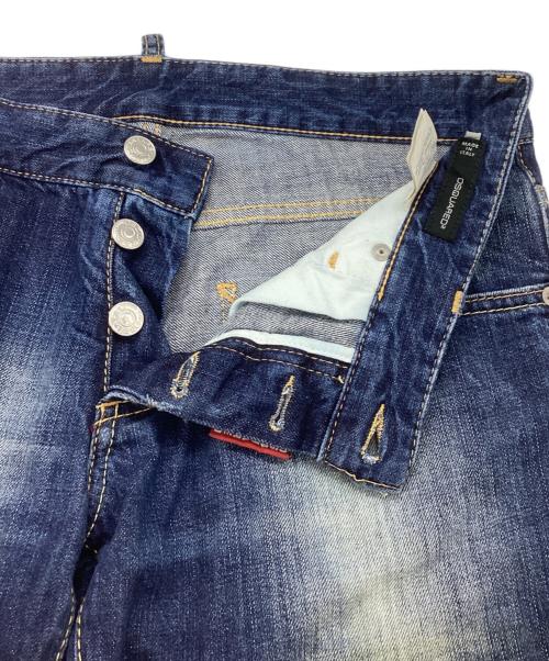 DSQUARED2（ディースクエアード）DSQUARED2 (ディースクエアード) ダメージ加工スキニーデニムパンツ インディゴ サイズ:Sの古着・服飾アイテム
