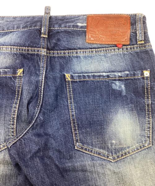 DSQUARED2（ディースクエアード）DSQUARED2 (ディースクエアード) ダメージ加工スキニーデニムパンツ インディゴ サイズ:Sの古着・服飾アイテム