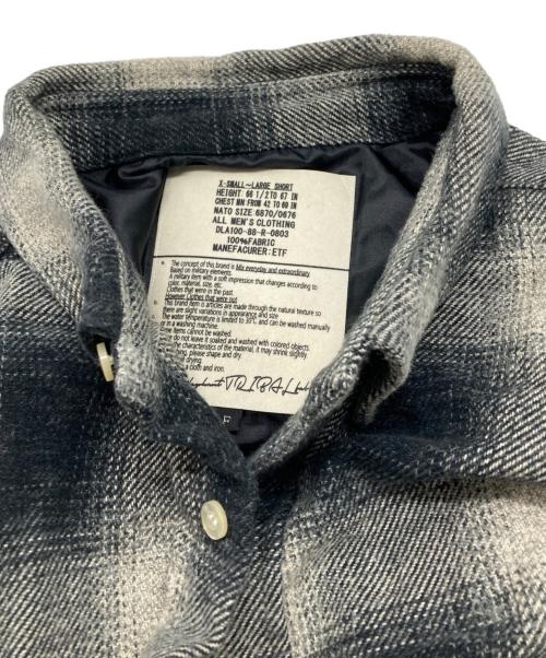 elephant TRIBAL fabrics（エレファントトライバルファブリックス）elephant TRIBAL fabrics (エレファントトライバルファブリックス) GATHER OMBRE CHECK BD SHIRT ギャザーオンブレチェックボタンダウンシャツ グレー サイズ:Freeの古着・服飾アイテム