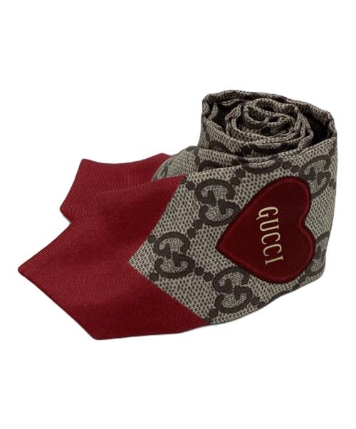 GUCCI（グッチ）GUCCI (グッチ) GGナロースカーフ ベージュ×レッドの古着・服飾アイテム
