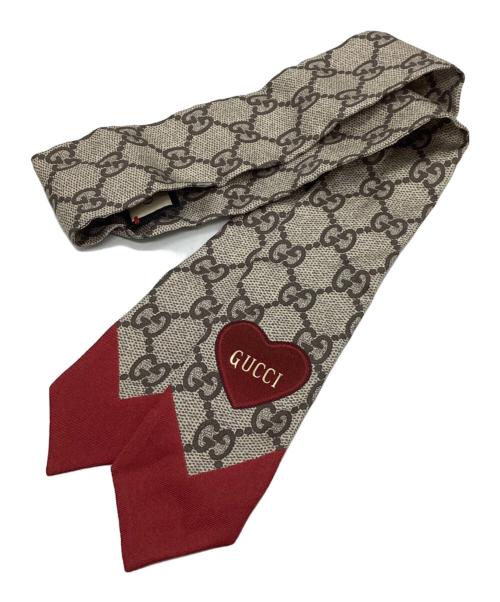 GUCCI（グッチ）GUCCI (グッチ) GGナロースカーフ ベージュ×レッドの古着・服飾アイテム