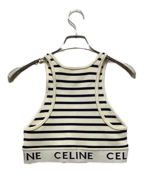 CELINE（セリーヌ）CELINE (セリーヌ) ノースリーブボーダーカットソー ベージュ サイズ:Sの古着・服飾アイテム