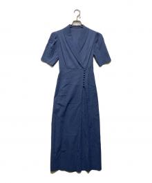 FRAY ID（フレイ アイディー）の古着「ショールカラーラップワンピース」｜ブルー