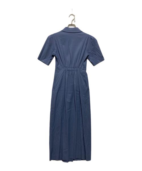 FRAY ID（フレイ アイディー）FRAY ID (フレイ アイディー) ショールカラーラップワンピース ブルーの古着・服飾アイテム