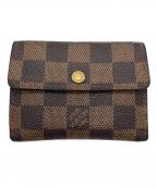 LOUIS VUITTONルイ ヴィトン）の古着「ダミエラドローコインケース/ ミニウォレット / 折り財布」｜ブラウン