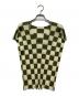 PLEATS PLEASE（プリーツプリーズ）の古着「CHECK S/S PLEATS TOP フレンチスリーブ半袖 市松 チェック プリーツカットソー」｜グリーン×アイボリー