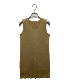 PLEATS PLEASE ISSEI MIYAKE（プリーツプリーズ イッセイミヤケ）の古着「ノースリーブプリーツワンピース」｜ベージュ