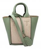 TOD'Sトッズ）の古着「ポーチ付き2WAYハンドバッグ / ショルダーバッグ」｜ベージュ×グリーン