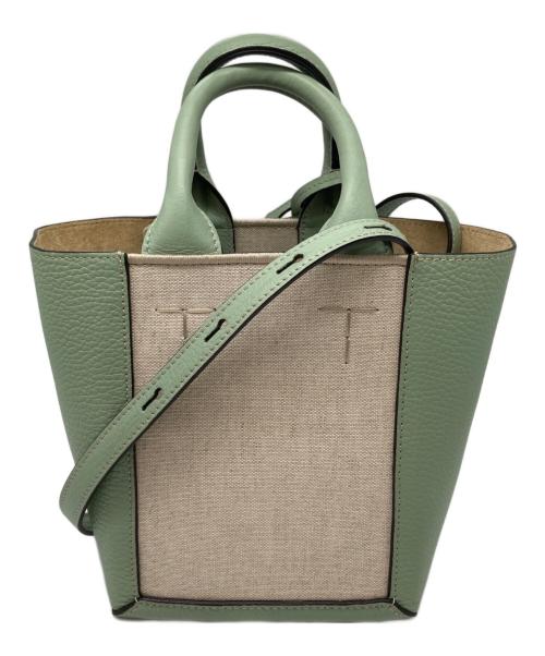 TOD'S（トッズ）TOD'S (トッズ) ポーチ付き2WAYハンドバッグ / ショルダーバッグ ベージュ×グリーンの古着・服飾アイテム