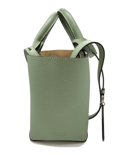 TOD'S（トッズ）TOD'S (トッズ) ポーチ付き2WAYハンドバッグ / ショルダーバッグ ベージュ×グリーンの古着・服飾アイテム