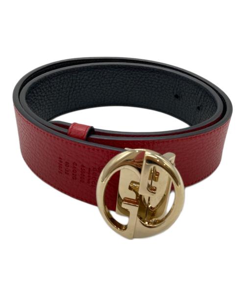 GUCCI（グッチ）GUCCI (グッチ) GGロゴバックルリバーシブルベルト ブラック×レッド サイズ:80・32の古着・服飾アイテム