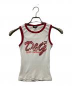 DOLCE & GABBANAドルチェ＆ガッバーナ）の古着「D&G ロゴプリント リンガー ノースリーブカットソー タンクトップ」｜ホワイト×レッド