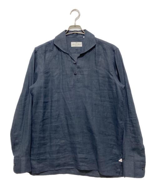 Massimo d'Augusto（マッシモダウグスト）Massimo d'Augusto (マッシモダウグスト) リネン カプリシャツ ネイビー サイズ:Lの古着・服飾アイテム