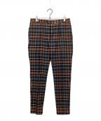 PT01ピーティーゼロウーノ）の古着「エヴォフィット・リネンシルクチェックパンツ」｜ネイビー×グリーン