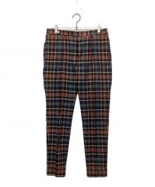 PT01（ピーティーゼロウーノ）の古着「エヴォフィット・リネンシルクチェックパンツ」｜ネイビー×グリーン