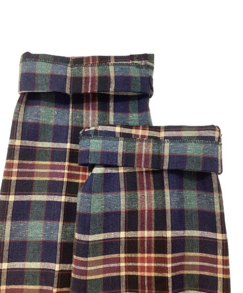 PT01（ピーティーゼロウーノ）PT01 (ピーティーゼロウーノ) エヴォフィット・リネンシルクチェックパンツ ネイビー×グリーン サイズ:Lの古着・服飾アイテム