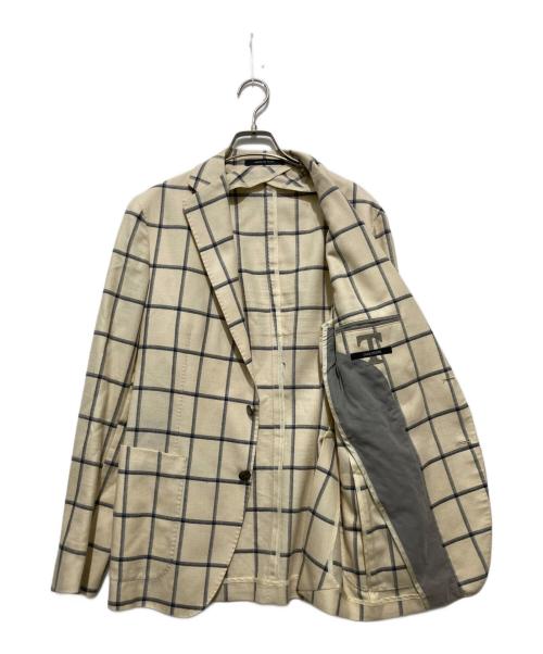 TAGLIATORE（タリアトーレ）TAGLIATORE (タリアトーレ) リネン混テーラードジャケット ベージュ サイズ:50/Rの古着・服飾アイテム