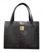 Yves Saint Laurentイヴサンローラン）の古着「型押しレザーハンドバッグ」｜ブラック