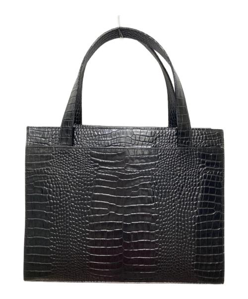 Yves Saint Laurent（イヴサンローラン）Yves Saint Laurent (イヴサンローラン) 型押しレザーハンドバッグ ブラックの古着・服飾アイテム