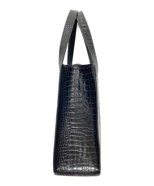 Yves Saint Laurent（イヴサンローラン）Yves Saint Laurent (イヴサンローラン) 型押しレザーハンドバッグ ブラックの古着・服飾アイテム