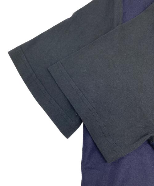 AMI Alexandre Mattiussi（アミアレクサンドルマテュッシ）AMI Alexandre Mattiussi (アミアレクサンドルマテュッシ) バイカラーコットンウールTシャツ ブラック×ネイビー サイズ:XSの古着・服飾アイテム